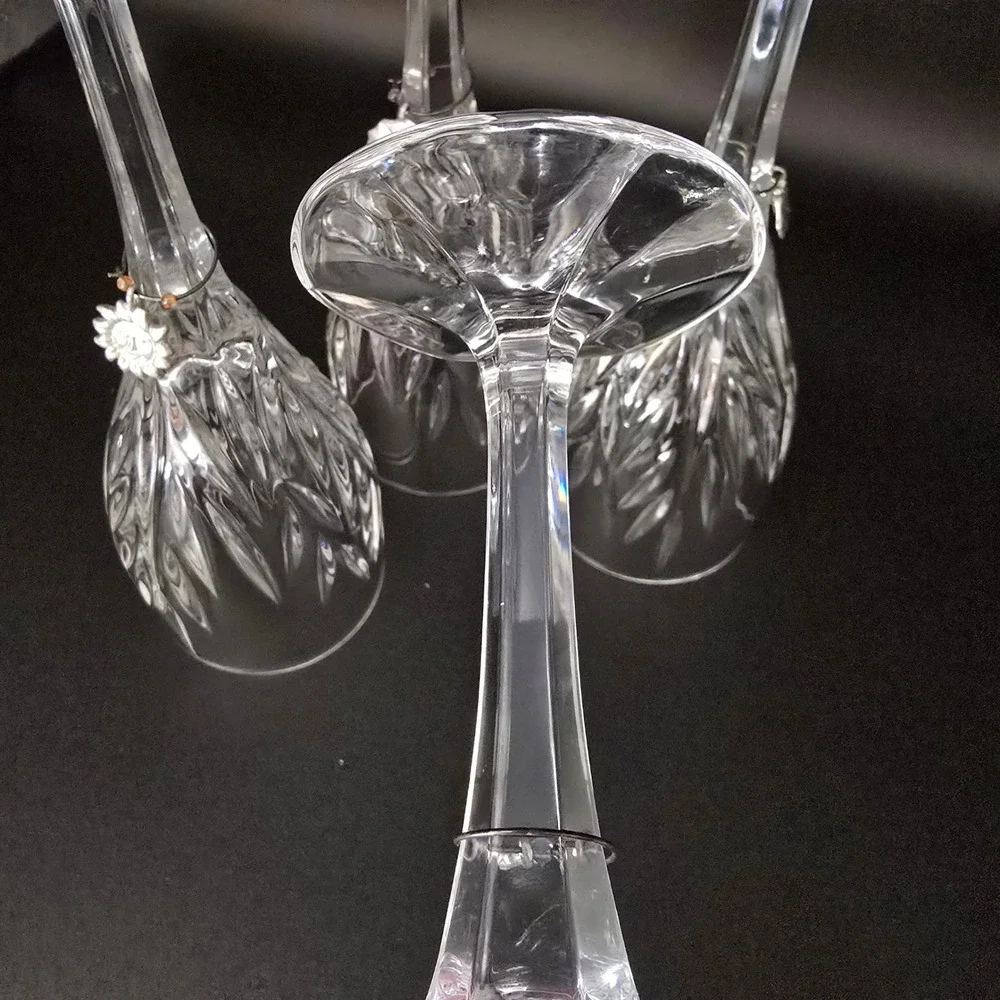 Stuart Crystal Clear Glass Facted Water/Champagne Wine/Goblet w/ Charms Set of 4